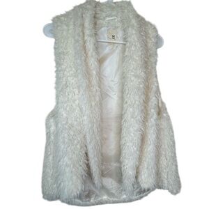Pink Owl Faux Fur Swing Vest Ivory Size L